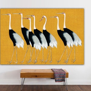 Japanese Crane painting Art print, Crane Canvas Art Cranes, Vintage Japanese Canvas, Antique Asian Canvas Art, Bird painting, Ready to Hang.