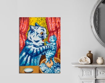 Louis Wain Cat and Kittens Canvas Print, Ready to Hang