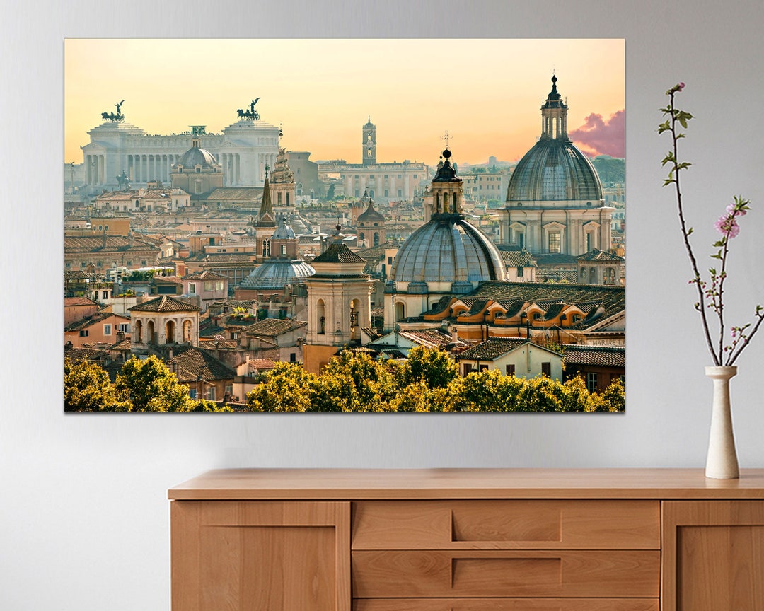 Rome Cityscape Canvas, Wall Art, Italian City, Rome Canvas Photo, Italy