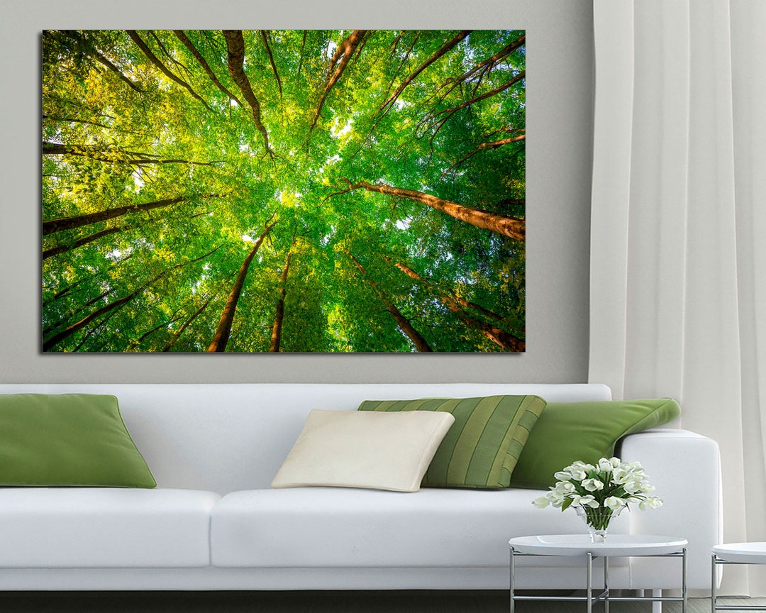 Green Forest Trees Canvas Wall Art Forest Trees Print Panoramic Canvas
