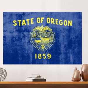 Oregon State Flag Canvas Art Print, USA state flag, wall Art decor, interior design Oregon State Flag, Art Print on Canvas Ready to Hang.