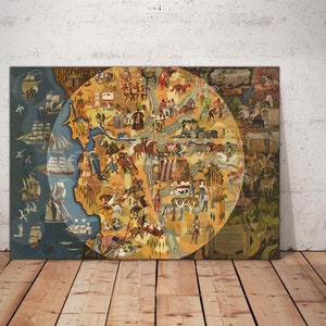 Northern California Canvas Print, 1950 The Pageant of History in Northern California, California wall art Canvas Print Ready to Hang
