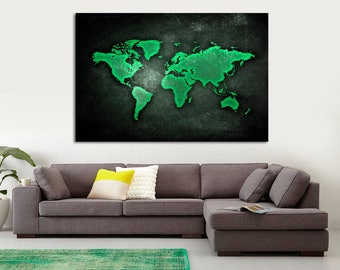 Abstract World Map Canvas Print, Large Wall Art