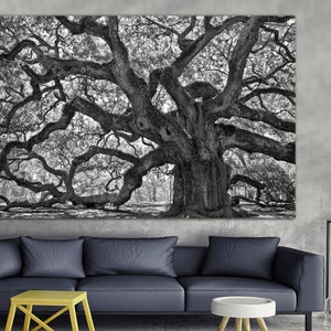Oak Black and White, Beautiful  canvas Print, Ready to Hang, Oak tree Canvas Print, oak wall art, Canvas,Wall Art Canvas Print,oak Wall art.