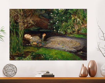 Ophelia by Millais, Framed Canvas Print, Classic Wall Art
