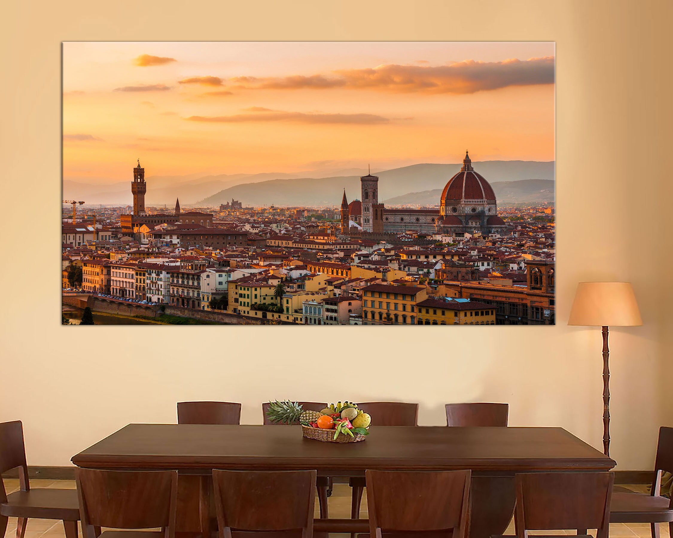 Panoramic view of Florence at sunset, Tuscany, Italy Wall Art Canvas Print, Wall Decor Florence Canvas Print for Home, Office, Ready to hang