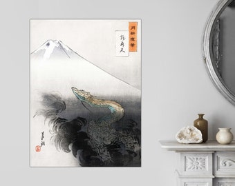 Japanese Dragon Canvas Art, Ogata Gekko Print, Ready to Hang
