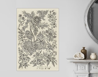 Vintage Botanical Canvas Print, Ready to Hang, Floral Wall Art