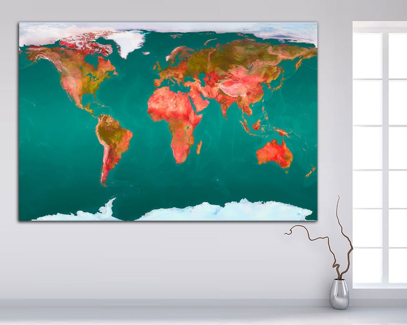 Wallart World map decor interior design World Map Canvas Home decor Wall art gift idea World Map Large Canvas World Map Canvas Print