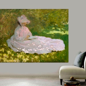 Claude Monet - Springtime - 1872 - Claude Monet Garden Painting, Canvas Art Print,Monet Art canvas, Monet print, Monet wall Art,Monet Poster