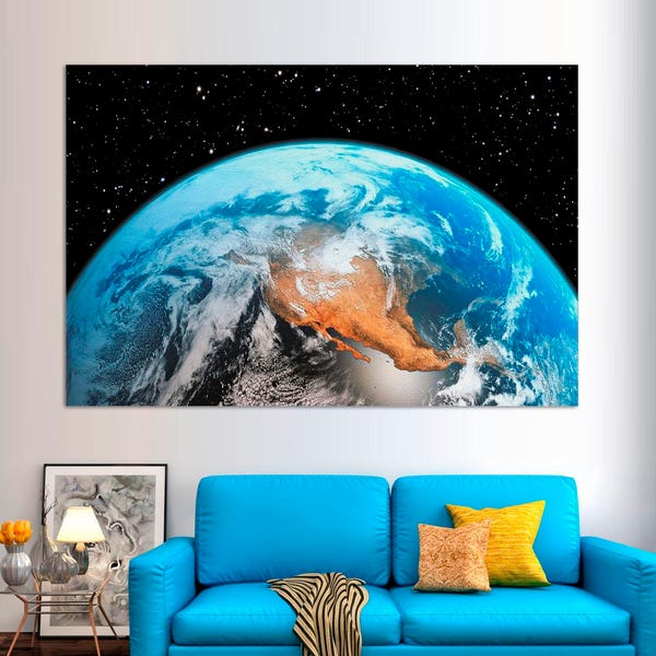 Planet Earth, Space Print, World Canvas, World,  Earth Large Canvas, World wall art  , Home decor, interior design, gift idea, Wall art.