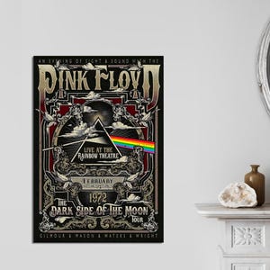 Póster de Pink Floyd de la gira Dark Side of the Moon, póster musical, arte musical de la banda de rock vintage de la gira de Pink Floyd, decoración de pared en lienzo listo para colgar