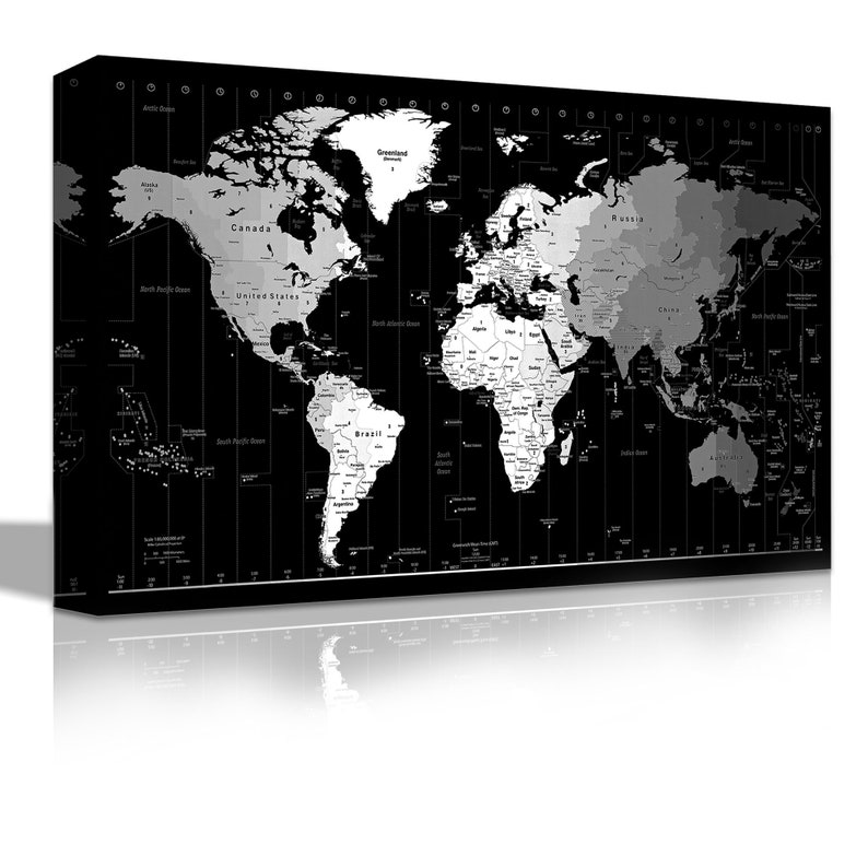 World Map Canvas Print World Map Canvas World Map Large Etsy