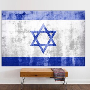 Israel Country Flag Canvas, Wall Art Print Country Flags Office Living Room Dorm Bedroom Kitchen Sports Club Bar Decor Modern Ready to Hang.