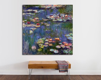 Monet Water Lilies Canvas Print, Impressionism Wall Decor
