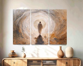 Jesus Christ Resurrected Canvas Print, Easter Religious Wall Art, 3-Panel