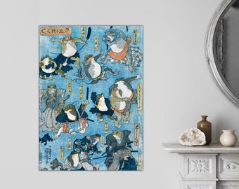 Samurai Frogs Canvas Print, Utagawa Kuniyoshi, Japanese Art
