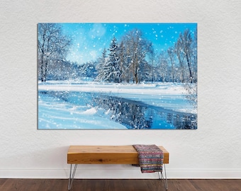 Winter Landscape Canvas Print, Snow-Covered Trees, Ready to Hang