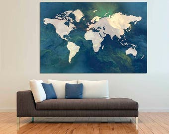 Abstract World Map Canvas Print, Large Wall Art