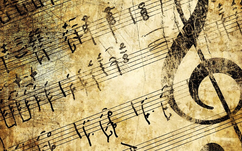 Vintage Music Notes Canvas Print, Modern Office Wall Art - Etsy