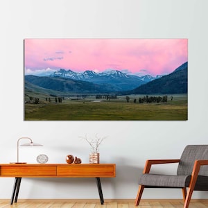 Sunset in Lamar Valley Wall Art, Lamar Valley Art, Sunset Canvas Poster, Sunset Art Print, Room Décor, Office Art on CANVAS Ready to Hang.