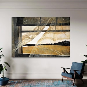 Andrew Wyeth Print, Wind from the Sea, Vintage Americana Art on Canvas, Large Wall Decor, Collectible Modern Wall Art, Canvas Ready to Hang.