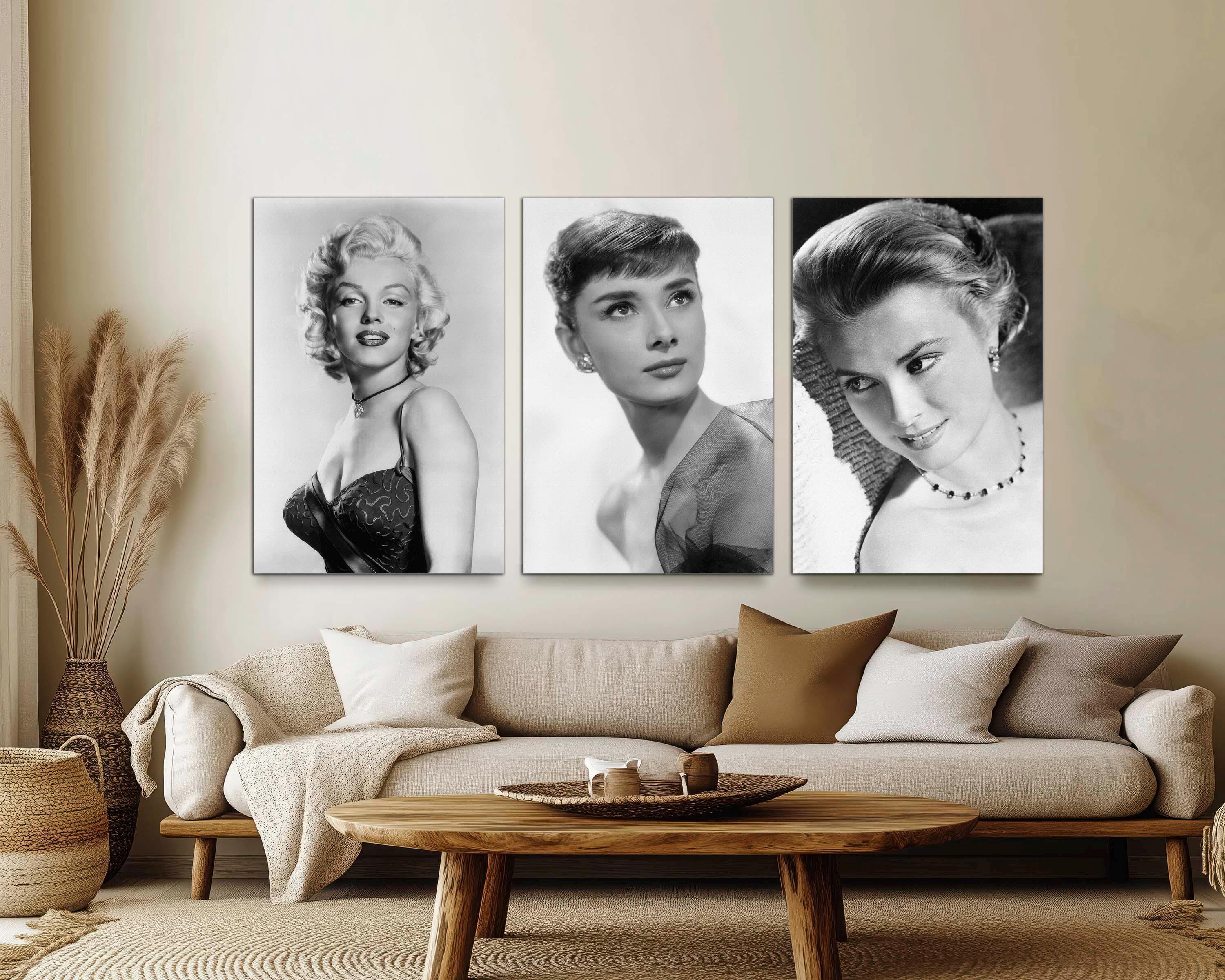 美品★ Monroe grace 4点SET Marilyn Monroe, Audrey Hepburn, Grace Kelly Canvas Print Set
