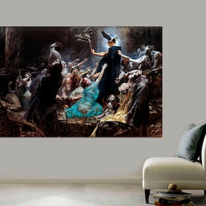 The Souls of Acheron by Hiremy Hirschl Painting Moody Witchy Art Print, Gothic Witchy Print, Somber Art, Dark Academia CANVAS Ready to Hang.