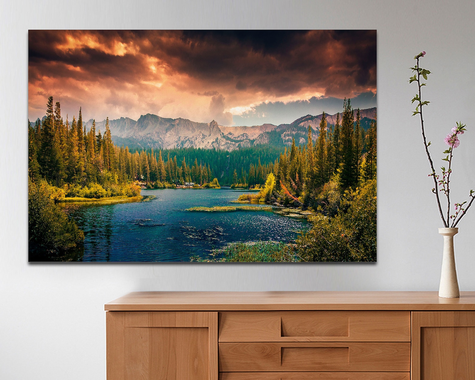 Mountain Lake Canvas Print, Forest Landscape Wall Art - Etsy