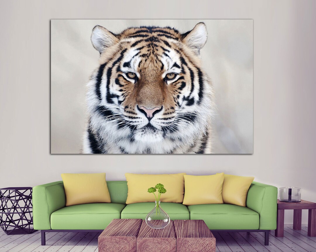 Tiger Print Wall Art Print Prints on Canvas the Face of a Tiger Photo
