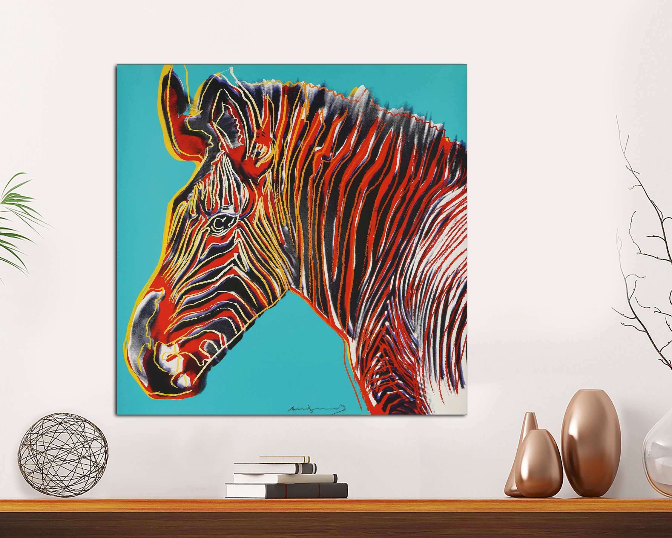 絵画 Zebrappy BLACK AND WHITE ZEBRA HEAD - CANVAS WALL ART PRINT ARTWORK