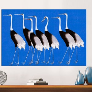 Japanese Crane painting Art print, Crane Canvas Art Cranes, Vintage Japanese Canvas, Antique Asian Canvas Art, Bird painting, Ready to Hang.