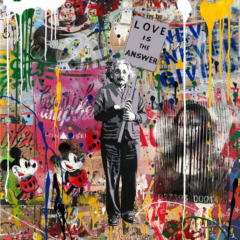 Einstein by Mr.brainwash Canvas Print Pop Art Canvas Wall | Etsy