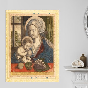 Virgin and Child, Folio from the Bellini Album, 1600 Illuminated Manuscript Reproduction, Canvas Fine Art Print, Canvas Art Ready to Hang.