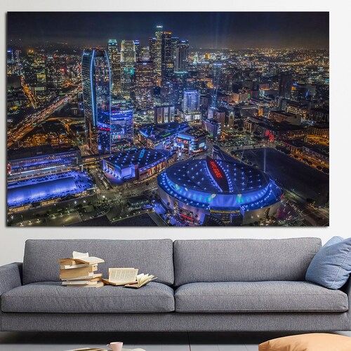Downtown LA Los Angeles City Skyline Canvas Print Ready to Etsy