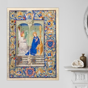 Illuminated Manuscript Reproduction, Canvas Print Resurrection in the Initial R, c. 1500 . Fine Art Print, Canvas Art Canvas Ready to Hang.