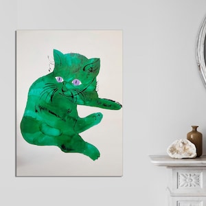 Andy Warhol Cat Canvas Prints, Pop Art Cats Warhol Art Cat Sam Cats Name Sam Andy Warhol Painting prints Cat Print, CANVAS Art Ready to Hang