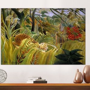Tiger in a Tropical Storm by Henri Rousseau Canvas Print, Classic Painting Reproduction, Henri Rousseau Tiger Art on CANVAS Ready to Hang.