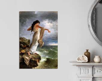 The Death of Sappho Canvas Print, Greek Mythology Art, Ready to Hang
