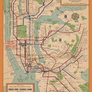 Vintage 1954 NYC Subway Map, Giclee Canvas Art Print - Etsy