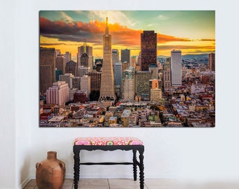 San Francisco Canvas Print, Ready to Hang,  San Francisco wall art, San Francisco Art, SF canvas print for office decor, interior design.