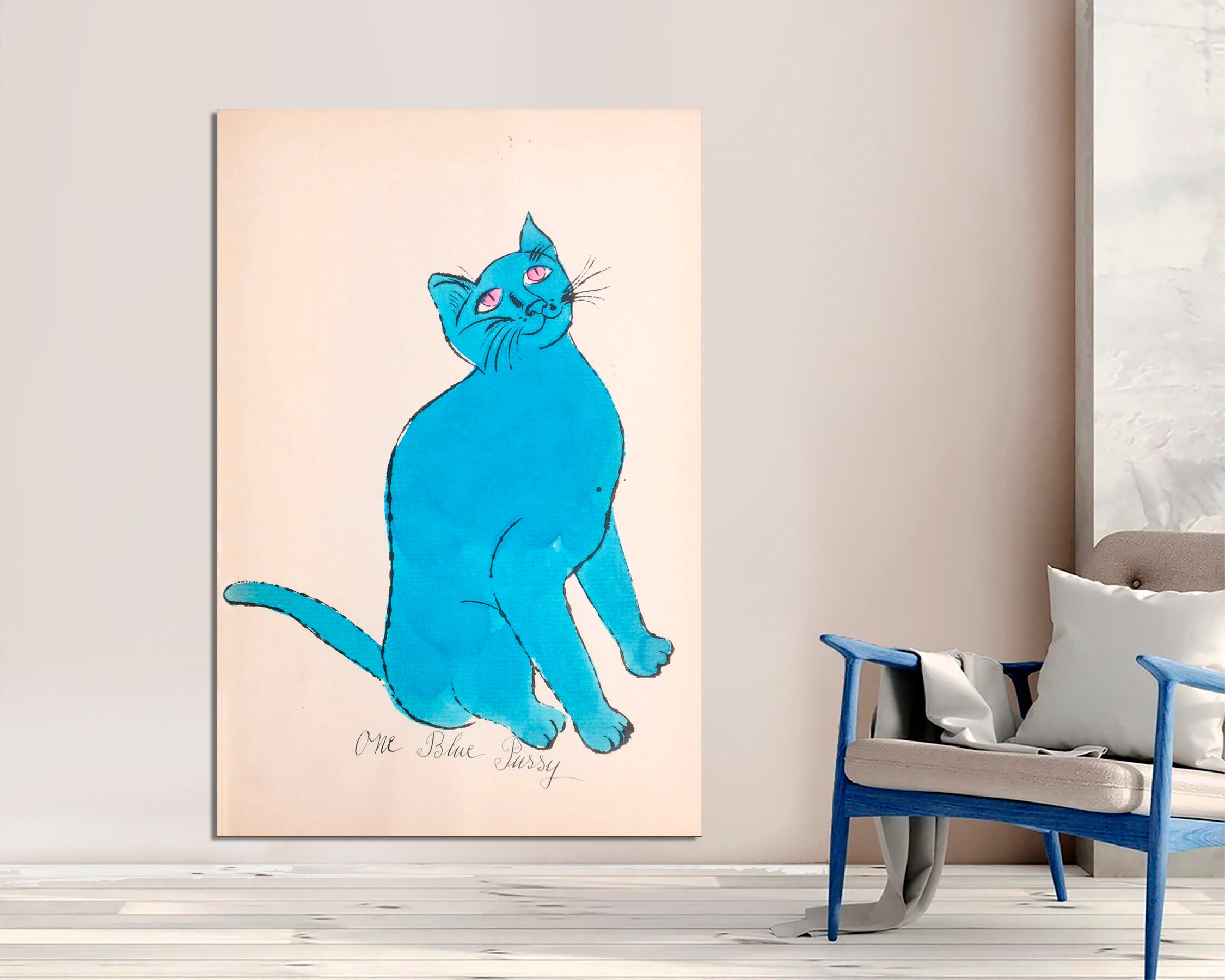 アートンワーズ THE BLUE CAT 原画 絵画 現代アート インテリア Andy Warhol Cat Art, Blue Cat Canvas Print, Ready to Hang - Etsy