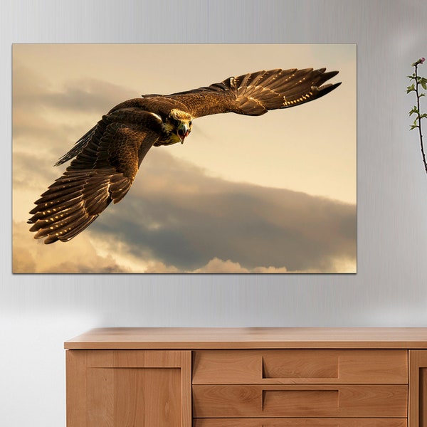 Canvas Wall Art, Flying Eagle Canvas Print, Modern Wall Decor, Gallery Canvas Wraps, Eagle Giclee Print Stretched and Framed Ready to Hang.