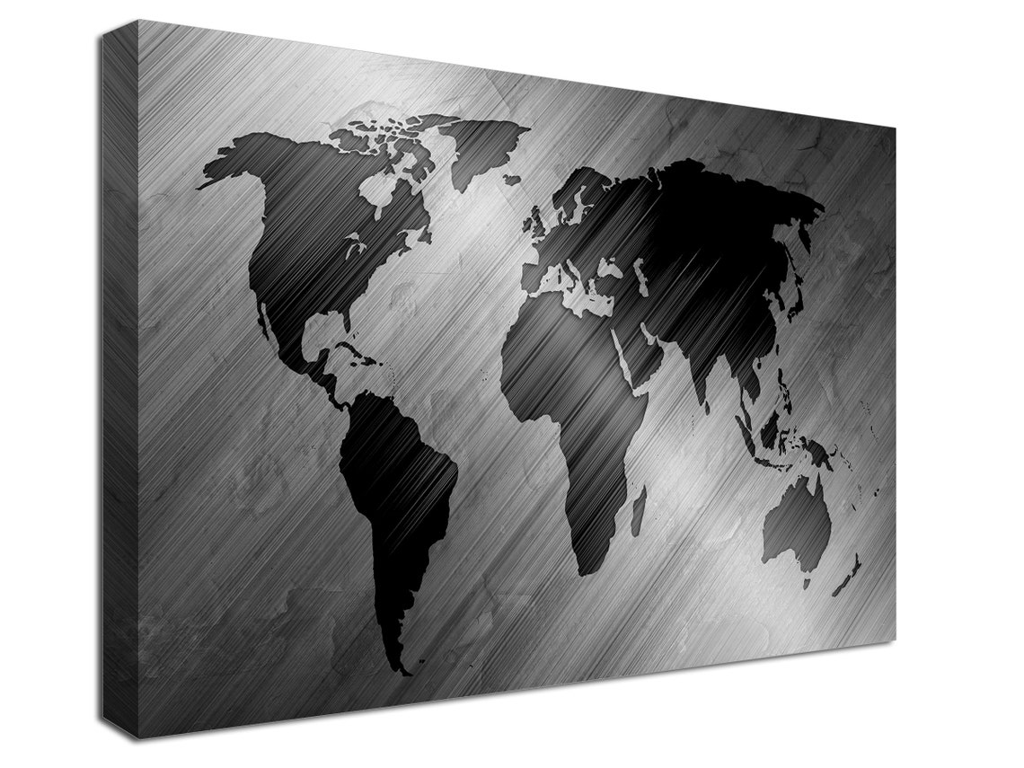 World Map Canvas Print World Map Canvas World Map Large Etsy
