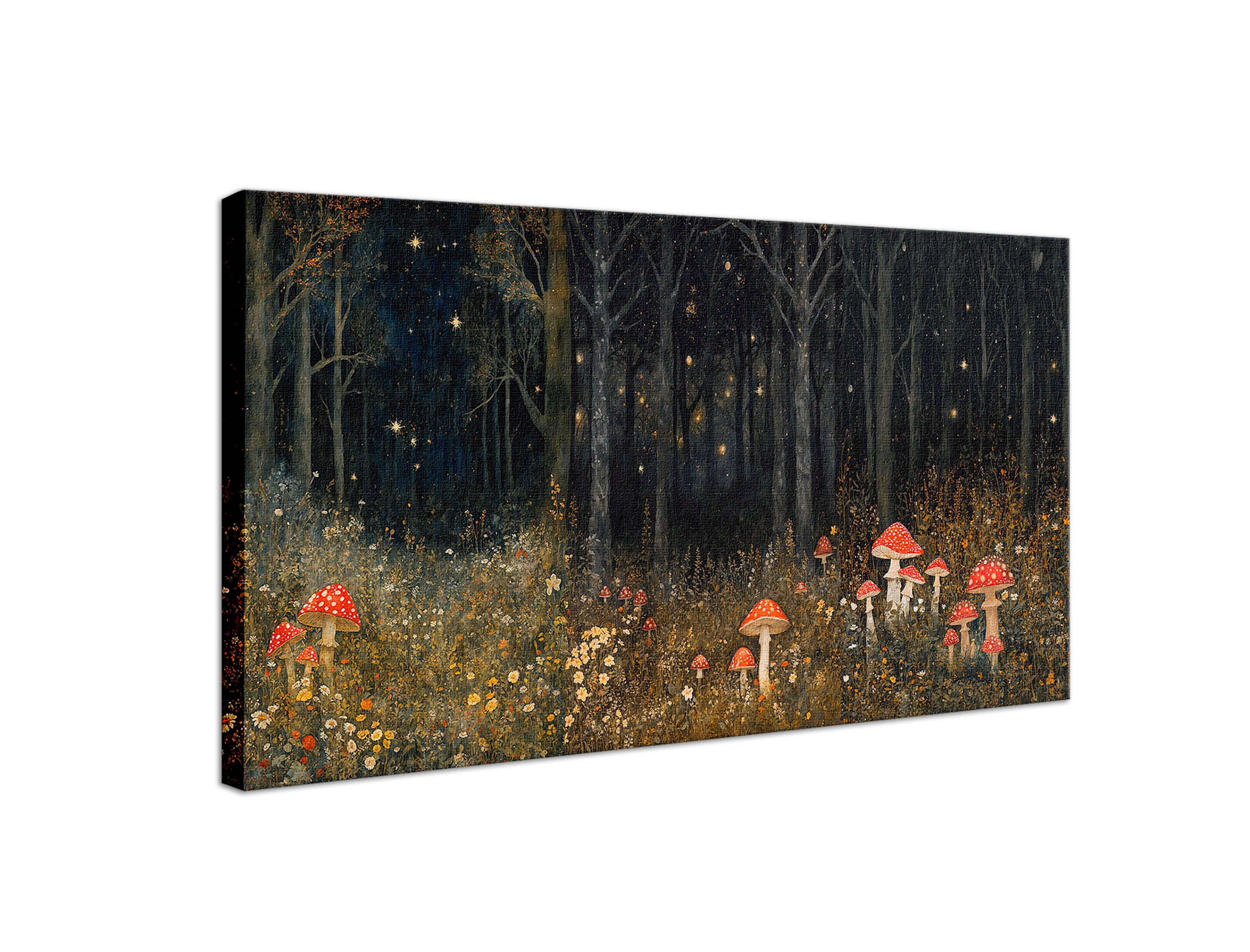 Mushroom Forest Canvas Print, Mystical Woodland Scene, Nature Wall Art ...