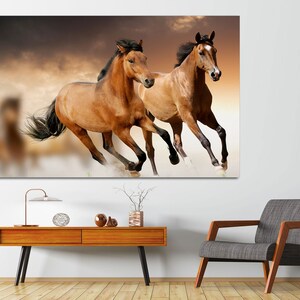 Running horses canvas print, horse art print on canvas, horse  room wall art, room decor, interior design, large canvas print. horse poster