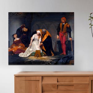 Paul Delaroche, The Execution of Lady Jane Grey. Fine Art Print, Famous Painting, Classic Art, Museum Quality Canvas, CANVAS Ready to Hang.