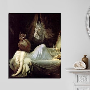 Nightmare by Ditlev Blunck, Moody Dark Academia Art Print, Famous Painting, Gothic Vintage Victorian Wall Art Print, CANVAS Ready to Hang.