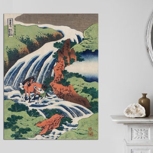 Katsushika Hokusai Canvas Print, Amida Waterfall Canvas Art, Deep Beyond the Kiso Highway Wall Art, Japanese Art Print, CANVAS Ready to Hang