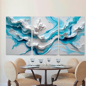 Large Framed Abstract 3-Panel Canvas Art, Modern Landscape Wall Art, Neutral Texture Canvas Print, Living Room Canvas Wall Art Ready to Hang